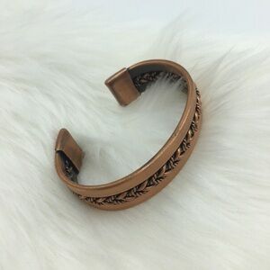 Vintage Boho Copper Braided Cuff Bracelet Rope Details Thick Heavy Western